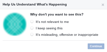 pop up when blocking facebook ads